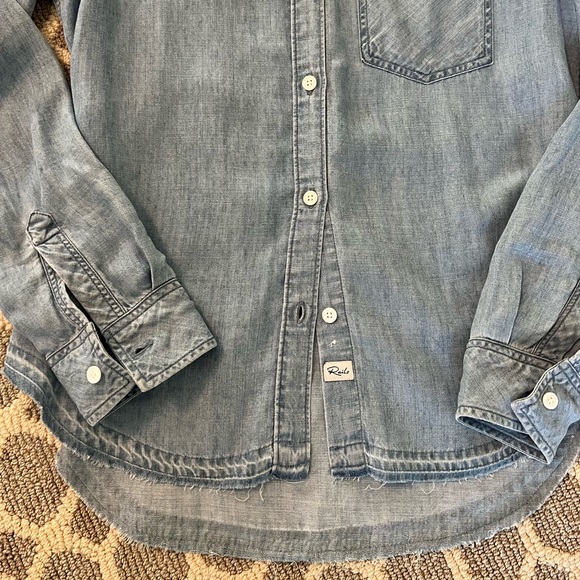 Rails Raw Hem Denim chambray Button Down Shirt size XS - Picture 13 of 14